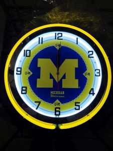University of Michigan Wolverines Neon Clock