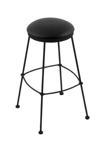 3030 25" Stationary Counter Stool with Black Wrinkle Finish and Black Vinyl Seat