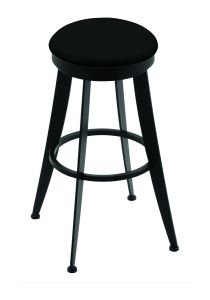 900 Laser 30" Swivel Bar Stool – Black Wrinkle Finish with Black Vinyl Seat