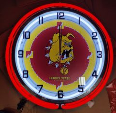 Ferris State University Bulldogs 19" Holland Bar Stool Neon Clock