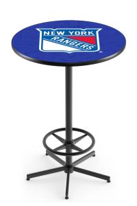 L216 Pub Table – 42" High with a 30" Top Featuring the NHL New York Rangers Black Wrinkle Base Pub Table