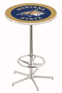 L216  Pub Table- 42" High with a 28" Top Featuring the Montana State Bobcats Chrome Base Pub Table