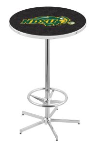 L216  Pub Table- 42" High with a 28" Top Featuring the North Dakota State University Chrome Base Pub Table