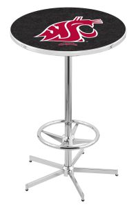 L216  Pub Table- 42" High with a 28" Top Featuring the Washington State Eagles Chrome Base Pub Table
